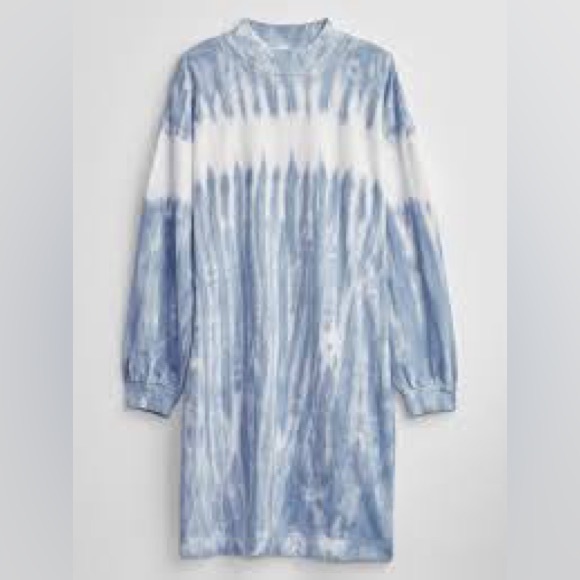 Mock neck shift sweatshirt dress in tie dye. - Picture 2 of 5